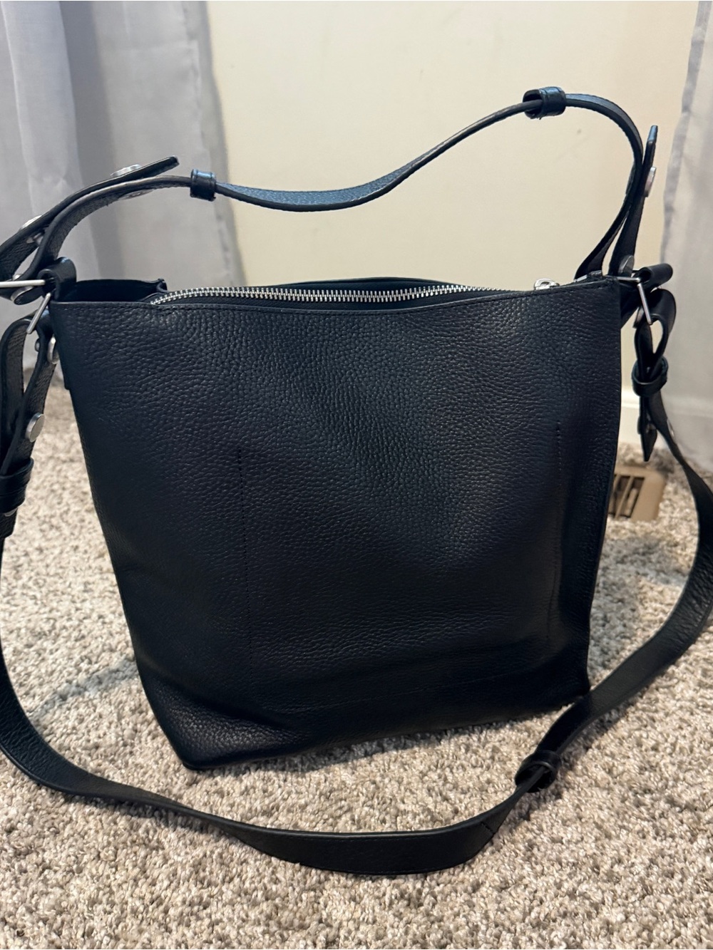 AllSaints Black Pebbled Leather Shoulder Bag - Picture 5 of 7